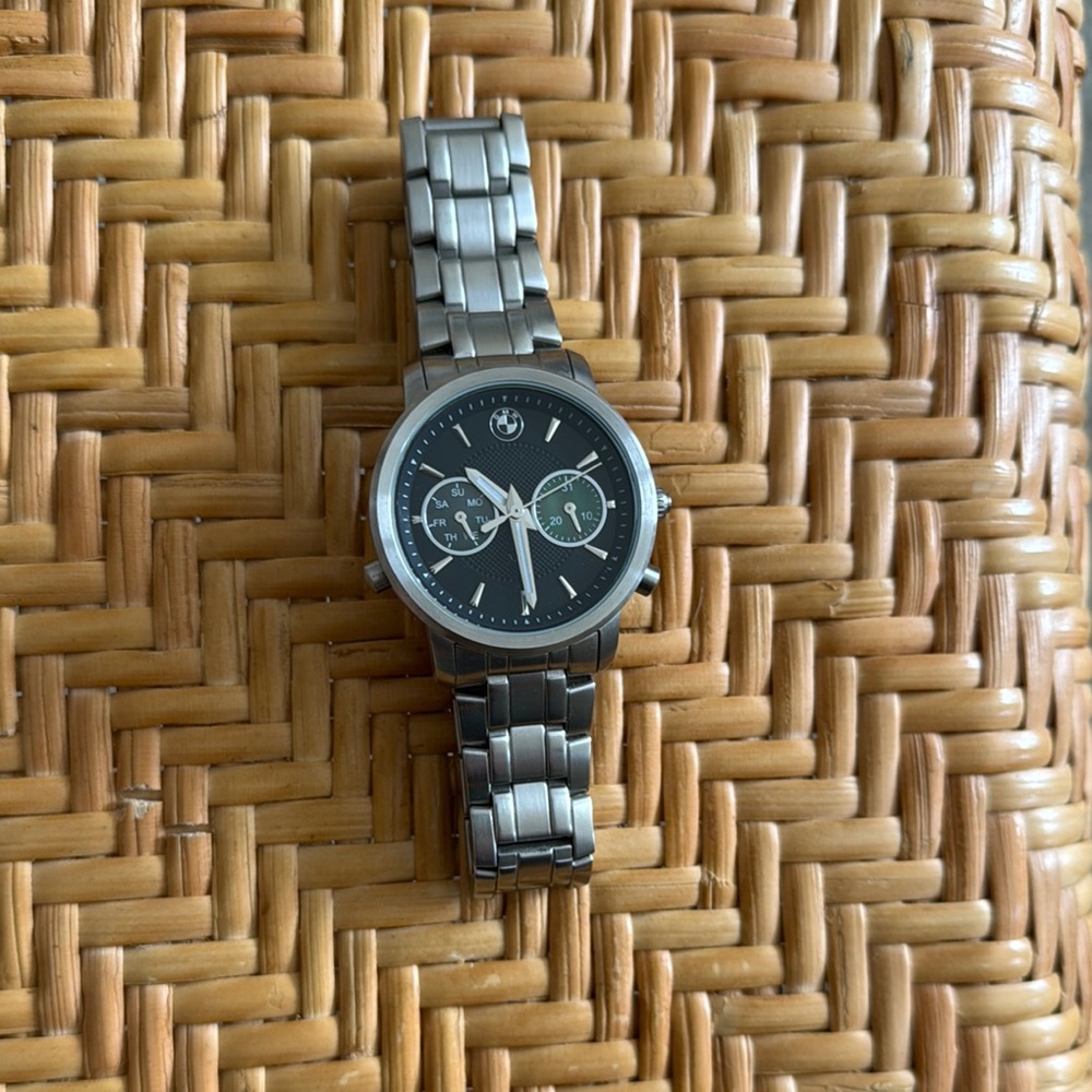 BMW Chronograph Watch with Stainless Steel Bracelet - needs new battery